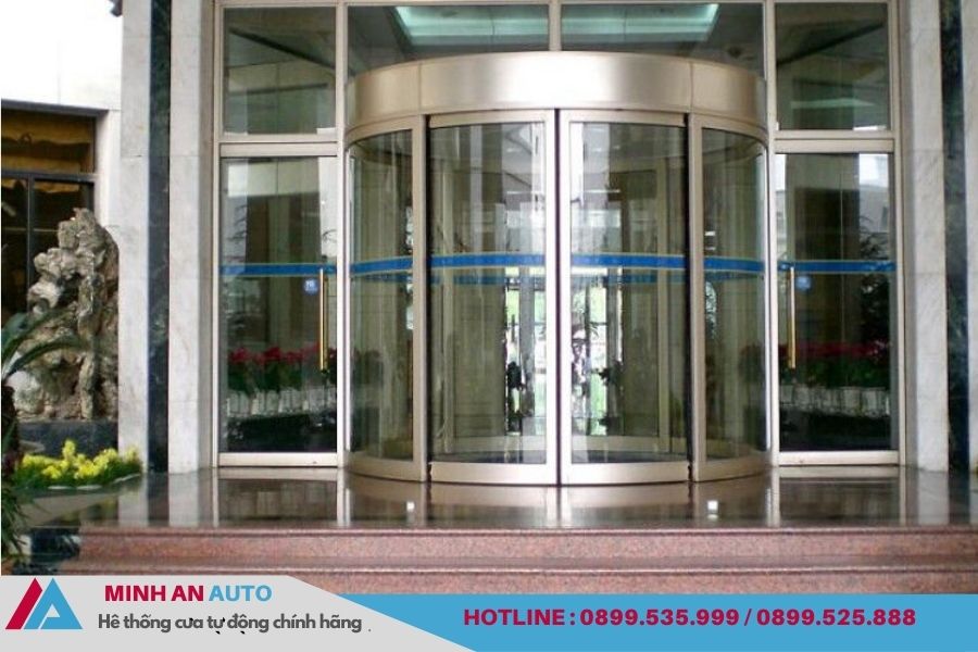 Mẫu Cửa Tự Động Cánh Cong Khung Nhôm Cao Cấp