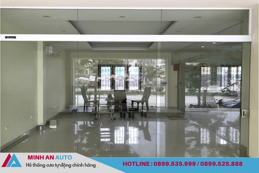 Cửa tự động kính cường lực 1 cánh trượt cao cấp
