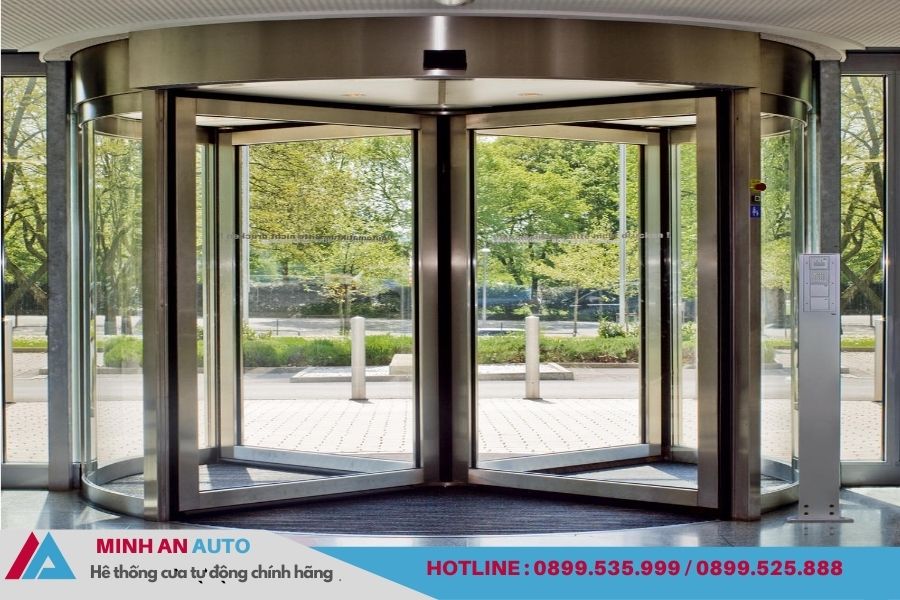 Mẫu Cửa Tự Động Mở Quay Cánh Cong Cao Cấp Chất Lượng