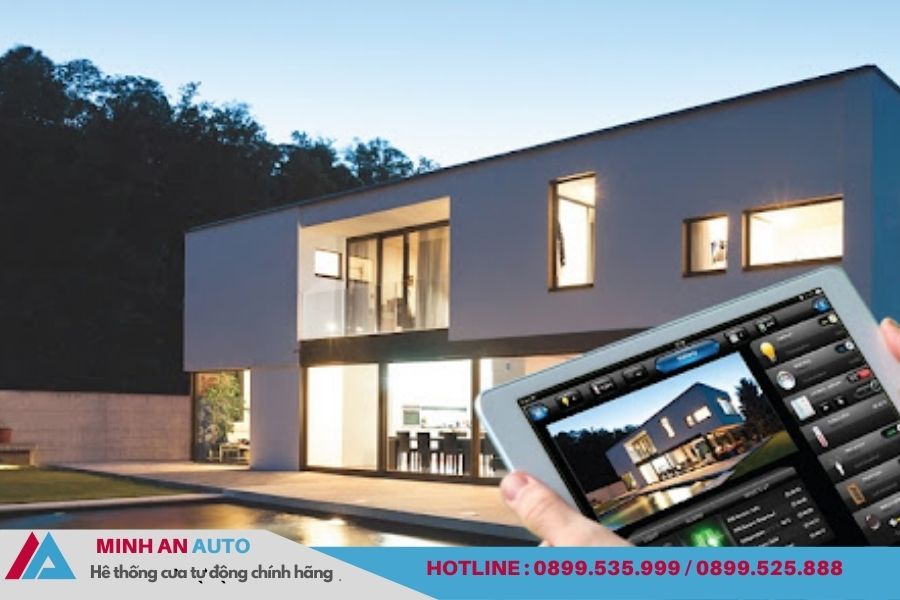 Nhà thông minh hiện đại điều khiển bằng tablet