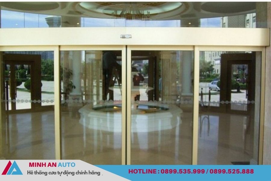 Cửa Tự Động Inox Vàng Gương Cao Cấp | Báo Giá & Thi Công 8 Cửa Kính Tự Động Inox Vàng Gương Cao Cấp