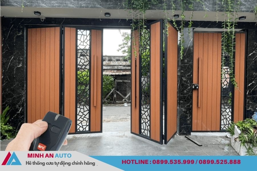 Cửa cổng xếp tự động cao cấp điều khiển từ xa