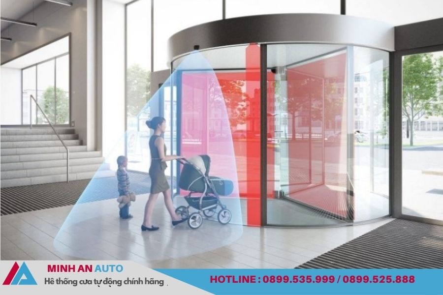 Cửa xoay tự động an toàn với mắt thần cảm biến