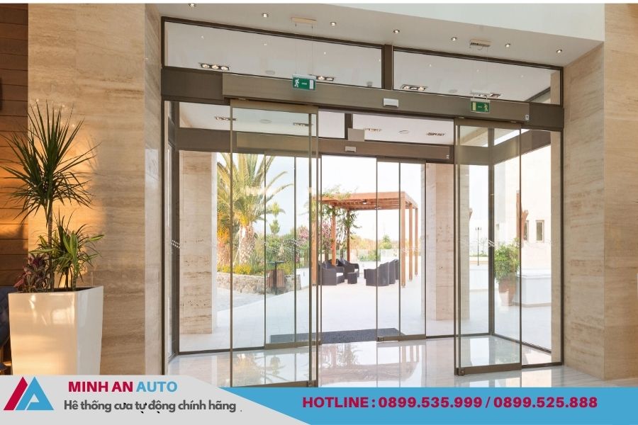 Cửa kính trượt tự động cho sảnh đón hiện đại