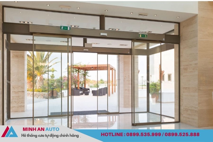 Cửa kính trượt tự động sảnh khách sạn hiện đại